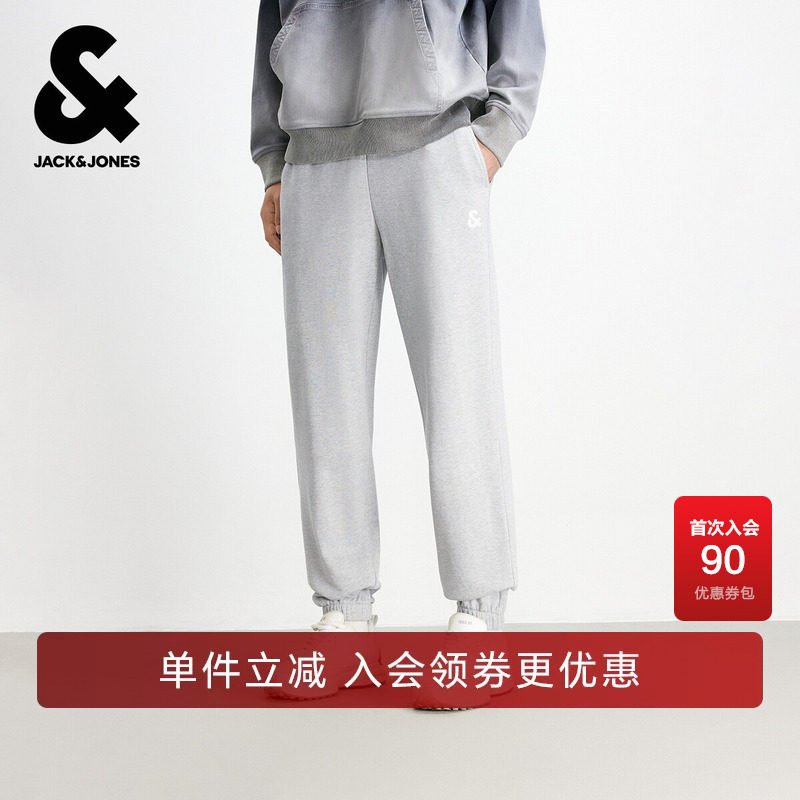 杰克琼斯男装春秋新款抽绳休闲百搭日常纯棉舒适合体收脚口卫裤子