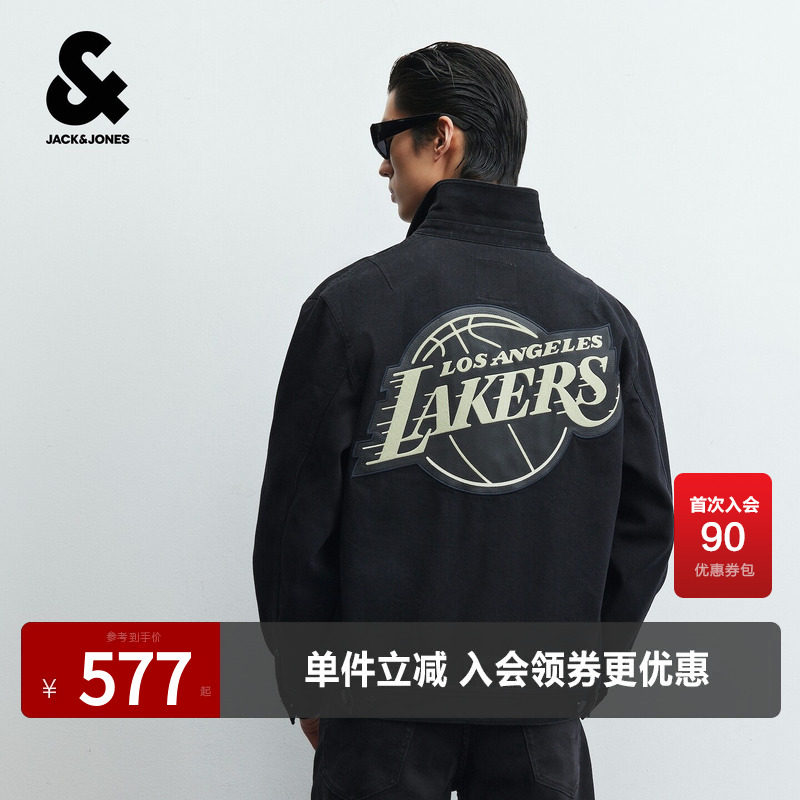 杰克琼斯NBA湖人队联名秋季男装牛仔夹克潮流时尚百搭休闲外套