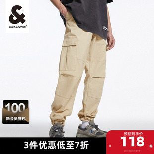 春秋新款 长裤 工装 子宽松纯棉束脚休闲裤 男 裤 杰克琼斯outlets男装