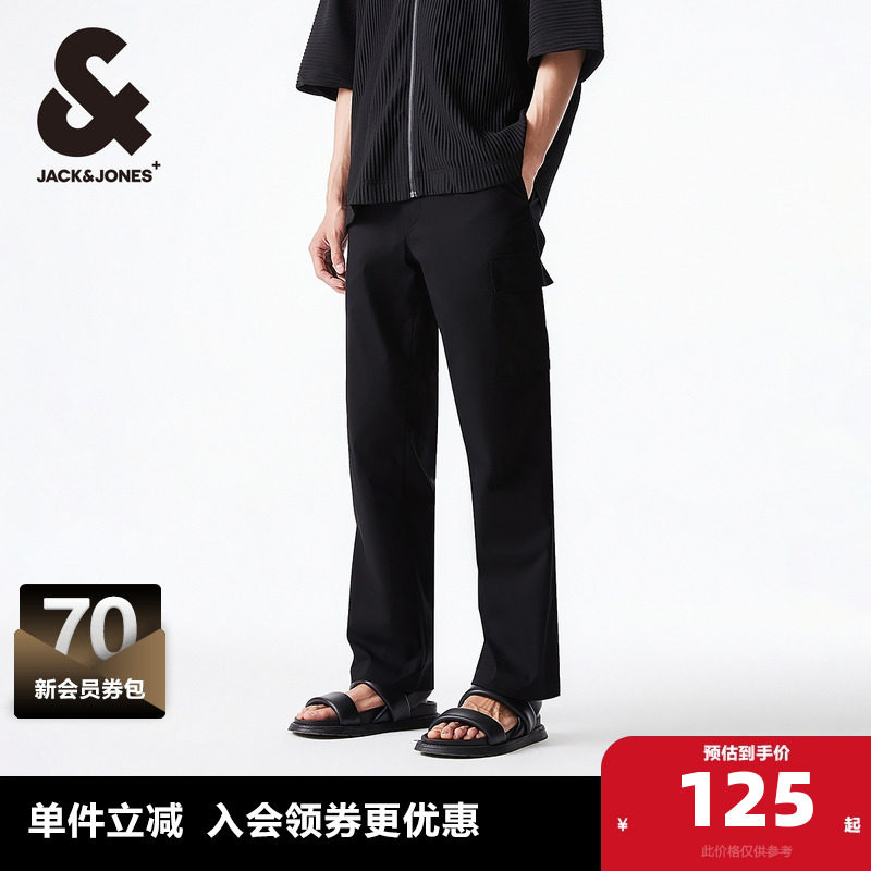 杰克琼斯outlets春季潮多口袋工装风直筒长裤纯色休闲裤子男装