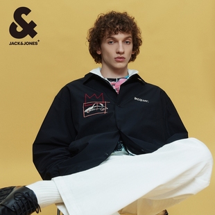 BSQ联名翻领刺绣图案按扣门襟松紧男 外套春季 杰克琼斯男装 夹克