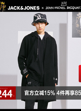 杰克琼斯奥特莱斯春秋Basquiat联名衣服毛呢长款风衣外套男士男装