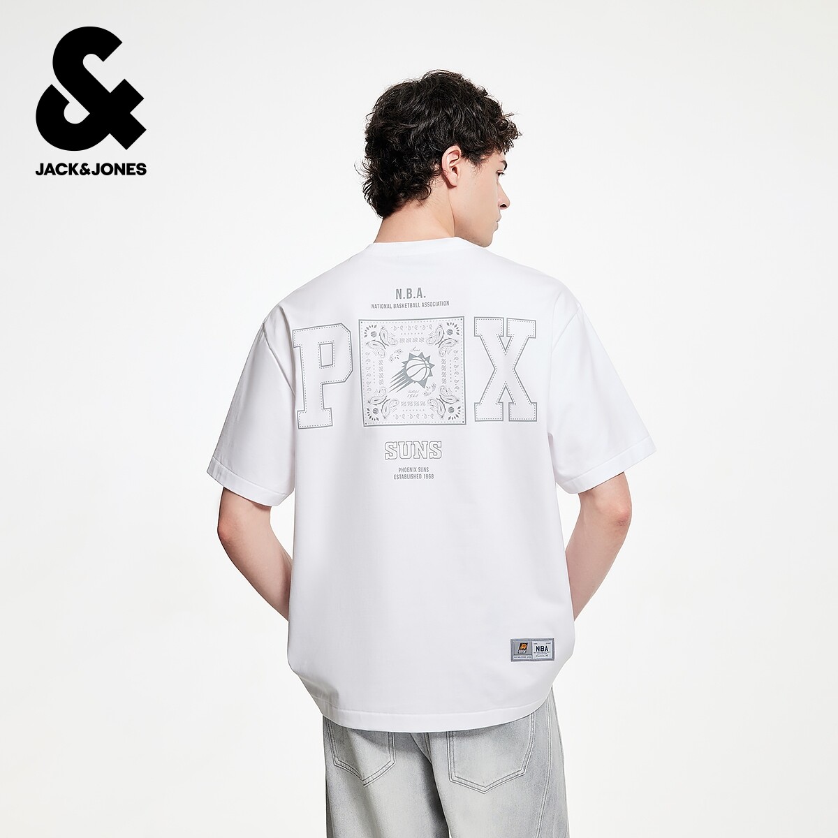 杰克琼斯奥特莱斯男装夏季新款NBA联名T恤纯棉潮流运动风短袖上衣