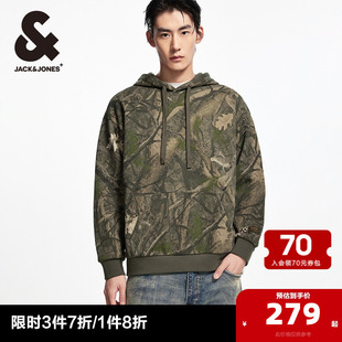寬松潮流衣身?xiàng)魅~樹(shù)枝圖案袋鼠袋連帽衛(wèi)衣男裝 新款 杰克瓊斯冬季