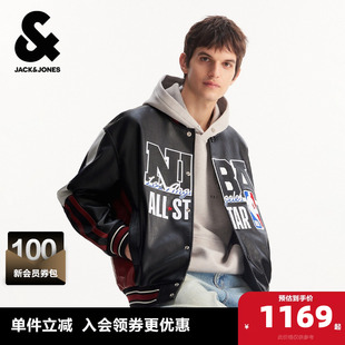 春季 NBA联名款 杰克琼斯男装 棒球领 夹克外套精致刺绣潮流时尚