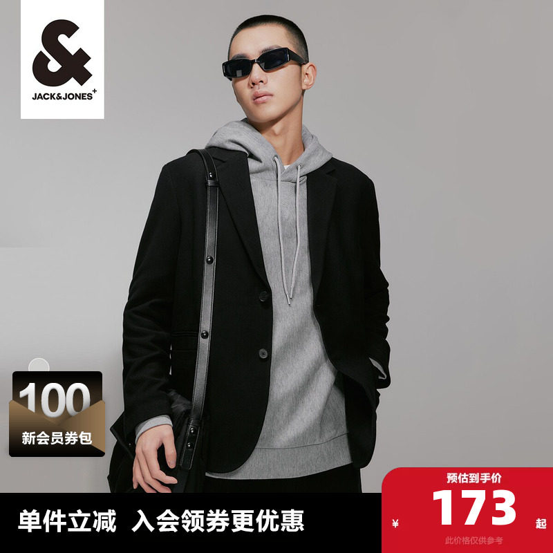 杰克琼斯春秋男士都市流行四粒扣袖口背部中开叉设计西装外套男装