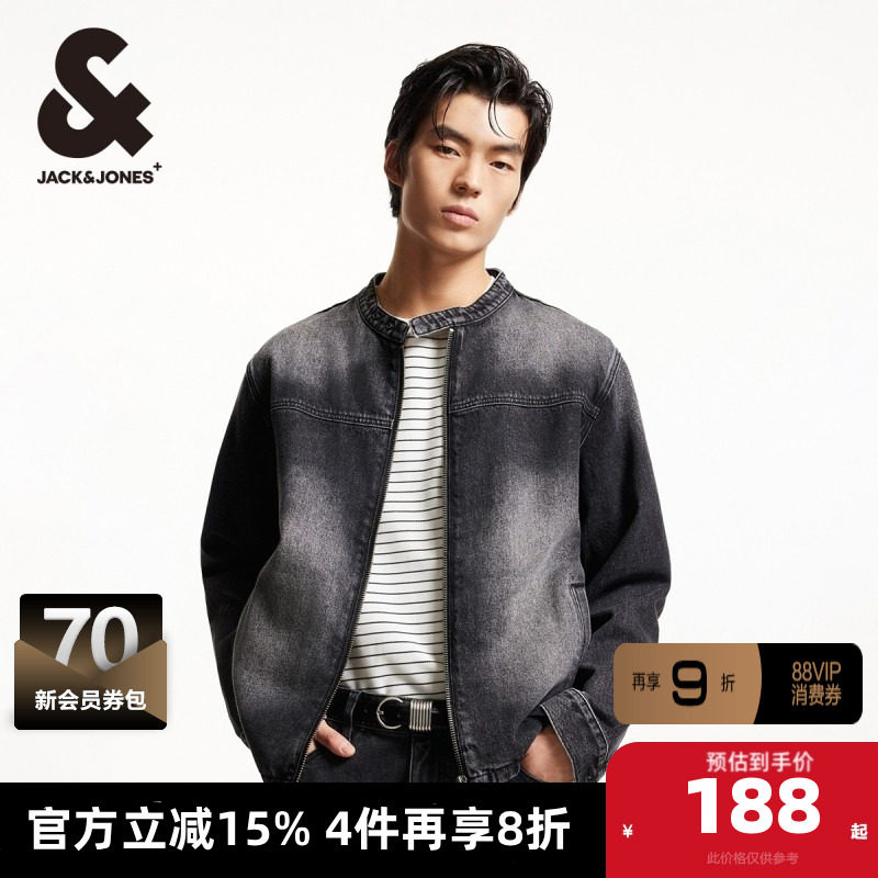 杰克琼斯男装夹克 外套春季新款衣身水洗设计略宽松立领牛仔男