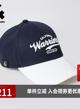 【NBA联名款勇士队】杰克琼斯男士帽子可调节透气孔字母图案百搭