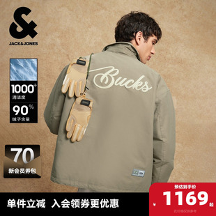 杰克琼斯NBA联名雄鹿队2025年新款男装冬季羽绒服翻领宽松外套