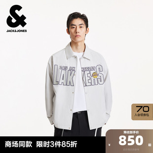 时尚 杰克琼斯NBA联名款 新款 秋季 百搭宽松翻领夹克外套 湖人队男装
