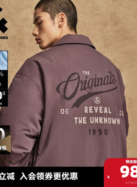 杰克琼斯男装冬季羽绒服翻领肌理感字母胶印宽松时尚百搭长袖外套