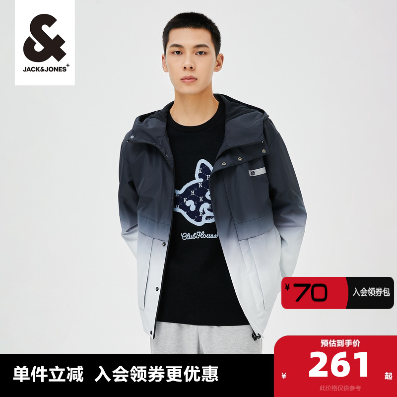 杰克琼斯男装夹克 外套男春季亲肤略宽松衣身渐变设计上衣男装