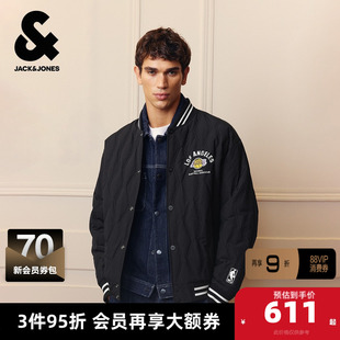 杰克琼斯NBA联名洛杉矶湖人队男装羽绒服冬季新款贴布棒球领上衣