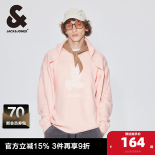 男装 杰克琼斯BSQ联名款 毛巾绣图案简约毛衣宽松毛针织衫 新款 秋季