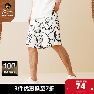 杰克琼斯outlets夏季商场同款五分裤子时尚印花纯棉休闲短裤男装
