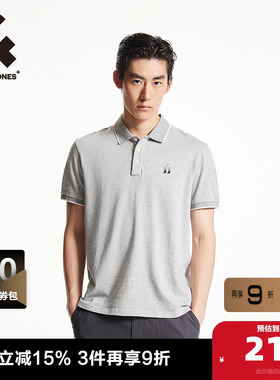 杰克琼斯夏季男款男士POLO衫新款休闲logol贴布宽松翻领短袖男装