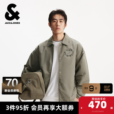 杰克琼斯秋冬季棉衣服宽松尖领字母装饰时尚百搭休闲舒适上衣外套