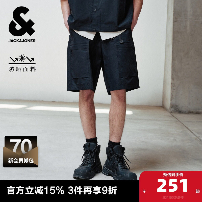 杰克琼斯奥特莱斯夏季多口袋简约风潮流时尚宽松基础短裤子男装