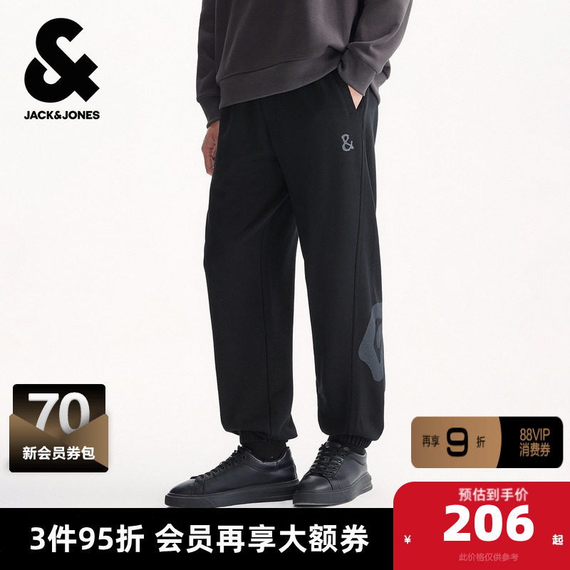 杰克琼斯奥特莱斯男装卫裤秋季新款印花抽绳腰纯棉宽松束脚裤子,男装,卫裤,淘宝优惠券,粉丝福利购,淘宝优惠卷