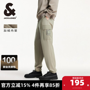 松紧腰头保暖加绒内里直筒束脚卫裤 新款 子 春季 杰克琼斯男装