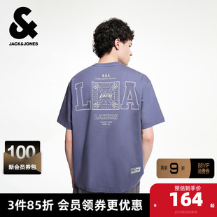 杰克琼斯奥特莱斯男装夏季T恤NBA联名湖人队运动字母宽松短袖
