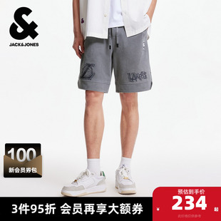 杰克琼斯奥特莱斯NBA联名夏季男装短裤湖人队字母刺绣潮百搭裤子