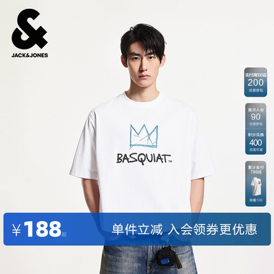 【重磅纯棉】杰克琼斯奥特莱斯BSQ联名春季时尚百搭潮宽松T恤男装