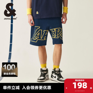 子男装 杰克琼斯奥特莱斯夏季 NBA联名湖人队印花短裤 百搭男士 新款
