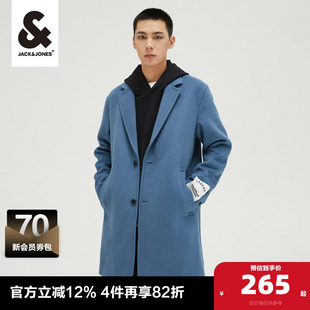 大衣男装 杰克琼斯奥特莱斯秋冬款 直筒呢子大衣休闲简约舒适中长款