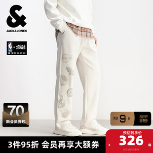 杰克琼斯男装春季卫裤NBA球队图案印花刺绣贴布休闲长裤裤子