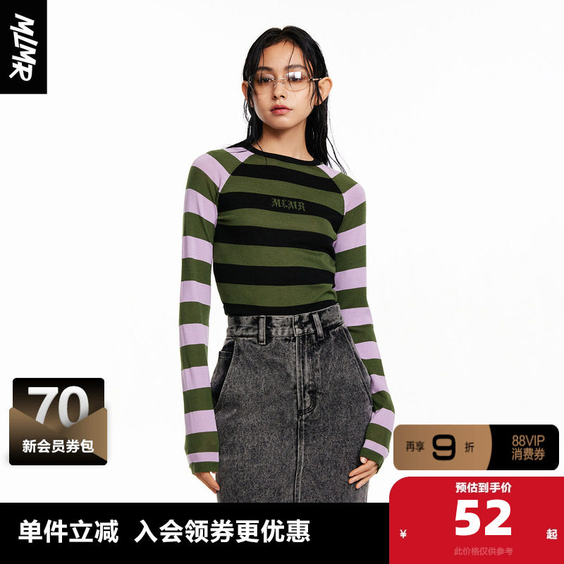 MLMR outlets新款女士毛衣潮衣服撞色修身条纹个性针织衫上衣男装,女装/女士精品,毛针织衫,淘宝优惠券,粉丝福利购,淘宝优惠卷