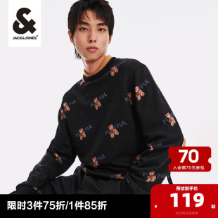小熊卫衣男装 衣服舒适卡通衣身满印长袖 新款 杰克琼斯奥特莱斯秋季