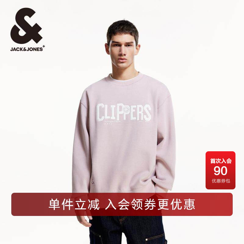 杰克琼斯NBA联名款春季新款快船队logo贴布日常休闲宽松卫衣男装