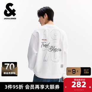 杰克琼斯NBA联名款男装冬季新款开拓者队休闲舒适圆领宽松卫衣