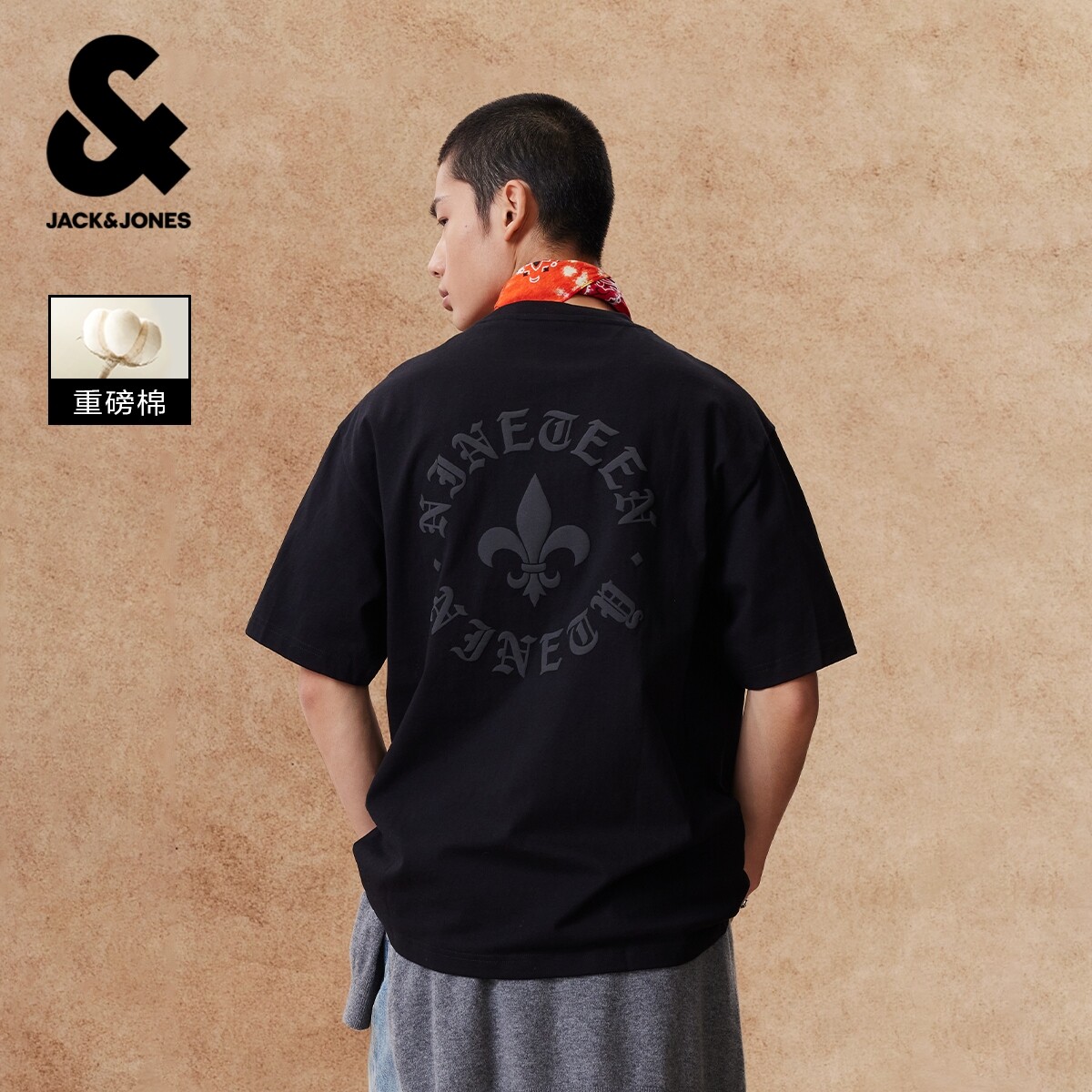 【T恤清仓1】杰克琼斯男士短袖T恤夏季复古打底衫重磅棉情侣短袖