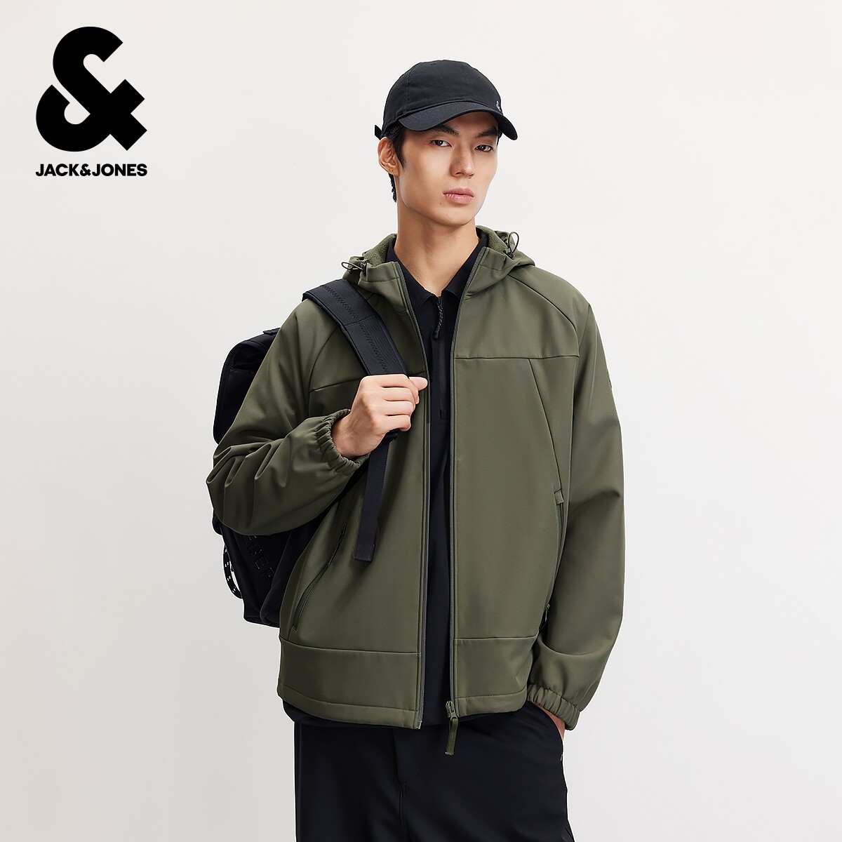 杰克琼斯春秋男装夹克上衣连帽户外运动风略宽松百搭潮流外套休闲