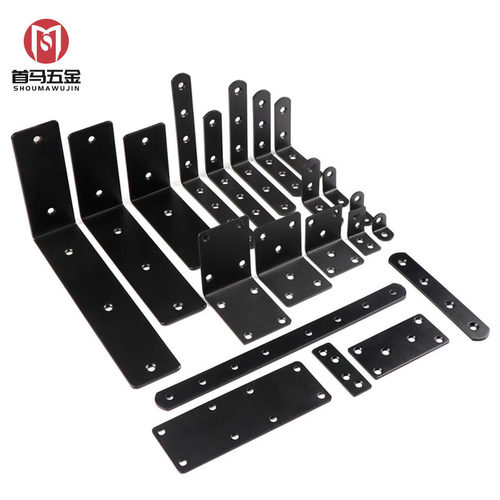 家具不锈钢黑色角码L型直片90层板隔板直角支架桌椅固定加厚