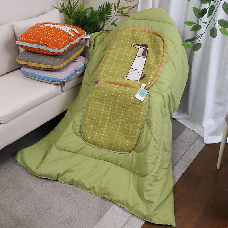 办公室午睡空调被二合一全棉折叠靠枕抱枕被子两用纯棉汽车靠背垫