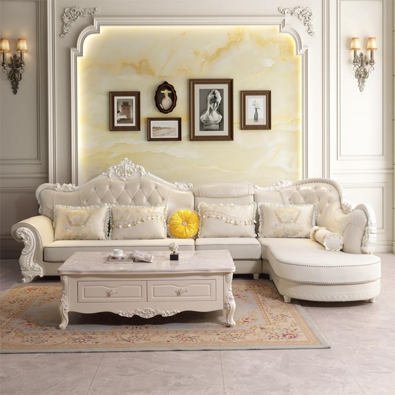 欧式布艺沙发客厅贵妃转角组合大小户型高端简欧科技布沙发可拆洗