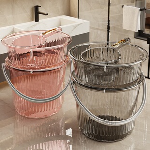 水桶家用高颜值透明塑料桶大学生住校洗澡桶大号储水带盖桶盆套装