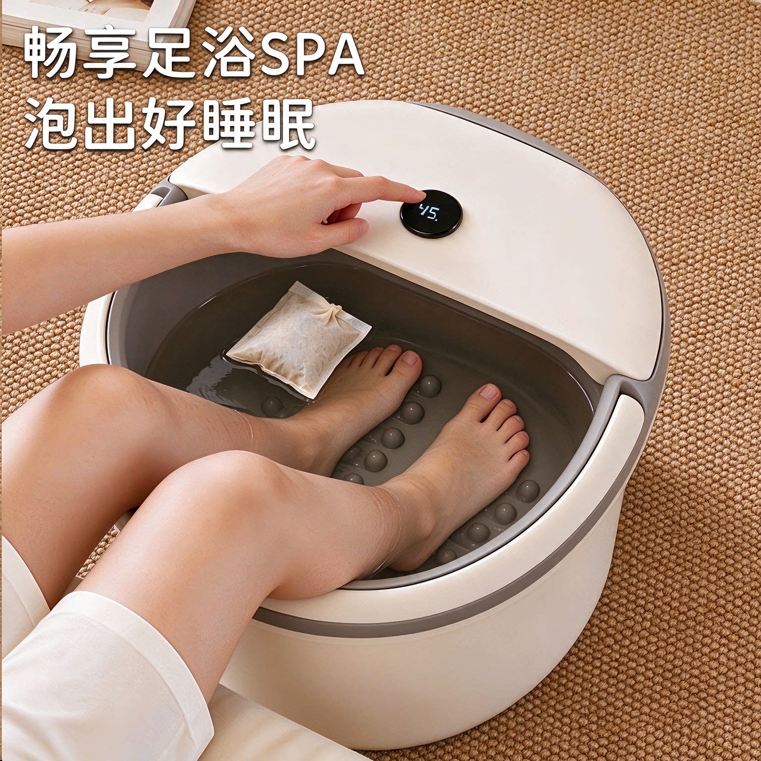 泡脚桶家用泡脚盆养生过小腿恒温足浴桶过膝按摩洗脚桶保温洗脚盆