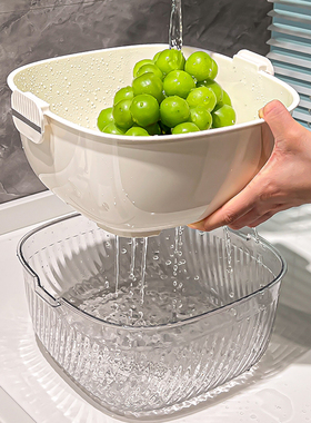 沥水篮家用厨房食品级水槽洗菜盆多功能加厚水果篮蔬菜轻奢收纳篮