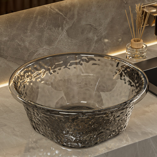 水波纹透明高档洗脸盆