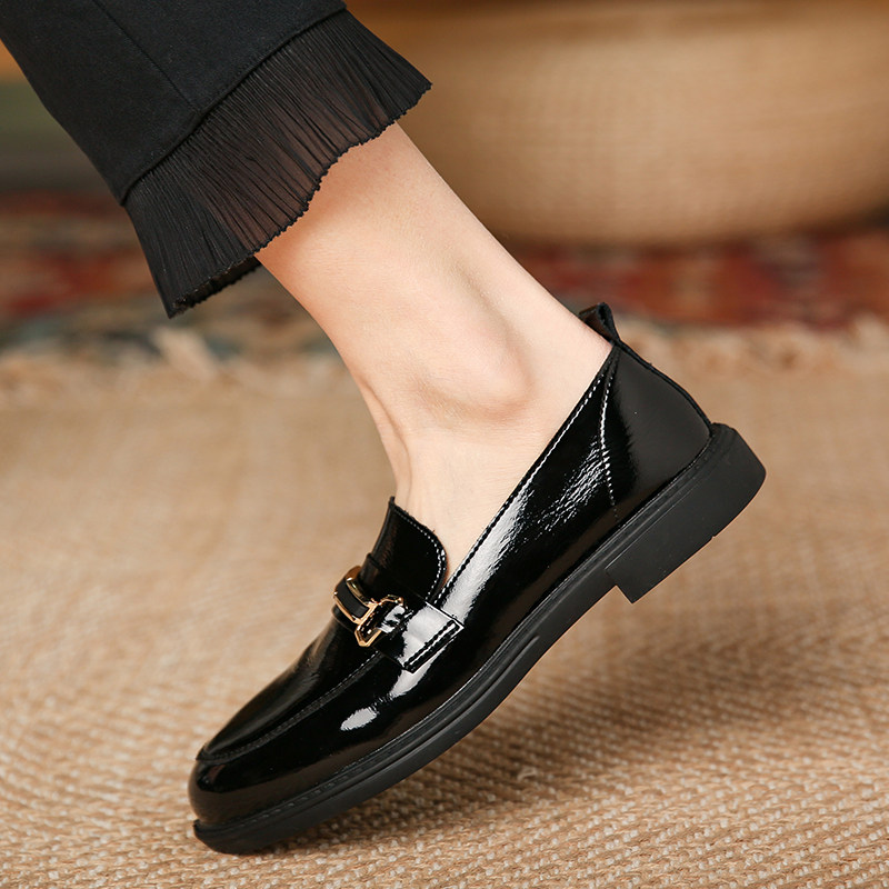 单鞋真皮小皮鞋女鞋2025新款覆古平底粗跟女士英伦风一脚蹬乐福鞋,女鞋,深口单鞋,淘宝优惠券,粉丝福利购,淘宝优惠卷