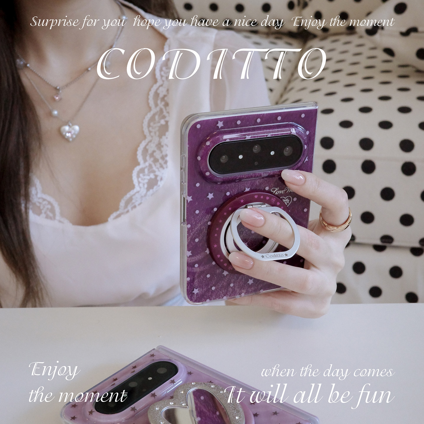 coditto暮藤紫星/紫雾莓星磁吸适用华为Puraxmax手机壳ins风日韩百搭耐看新款puraxmax带中轴保护壳原创高级