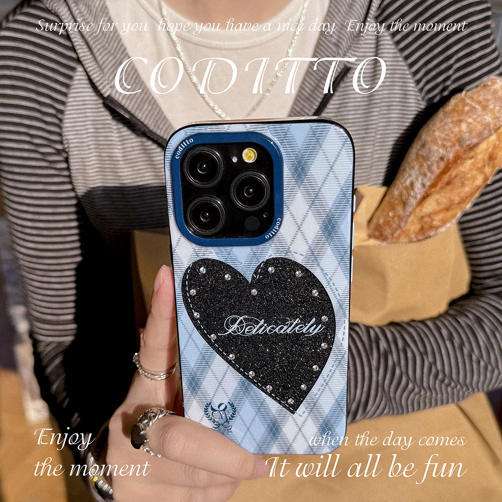 coditto格纹爱心适用苹果手机壳
