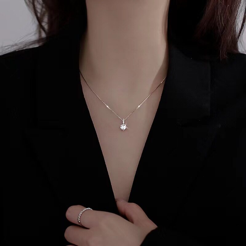 s925纯银mini钻项链女小众气质简