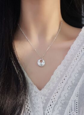 s925纯银素银平安扣项链女士高亮