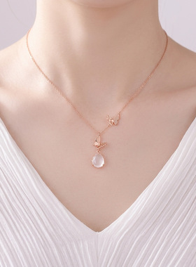 S925纯银蝴蝶项链女轻奢高级感小