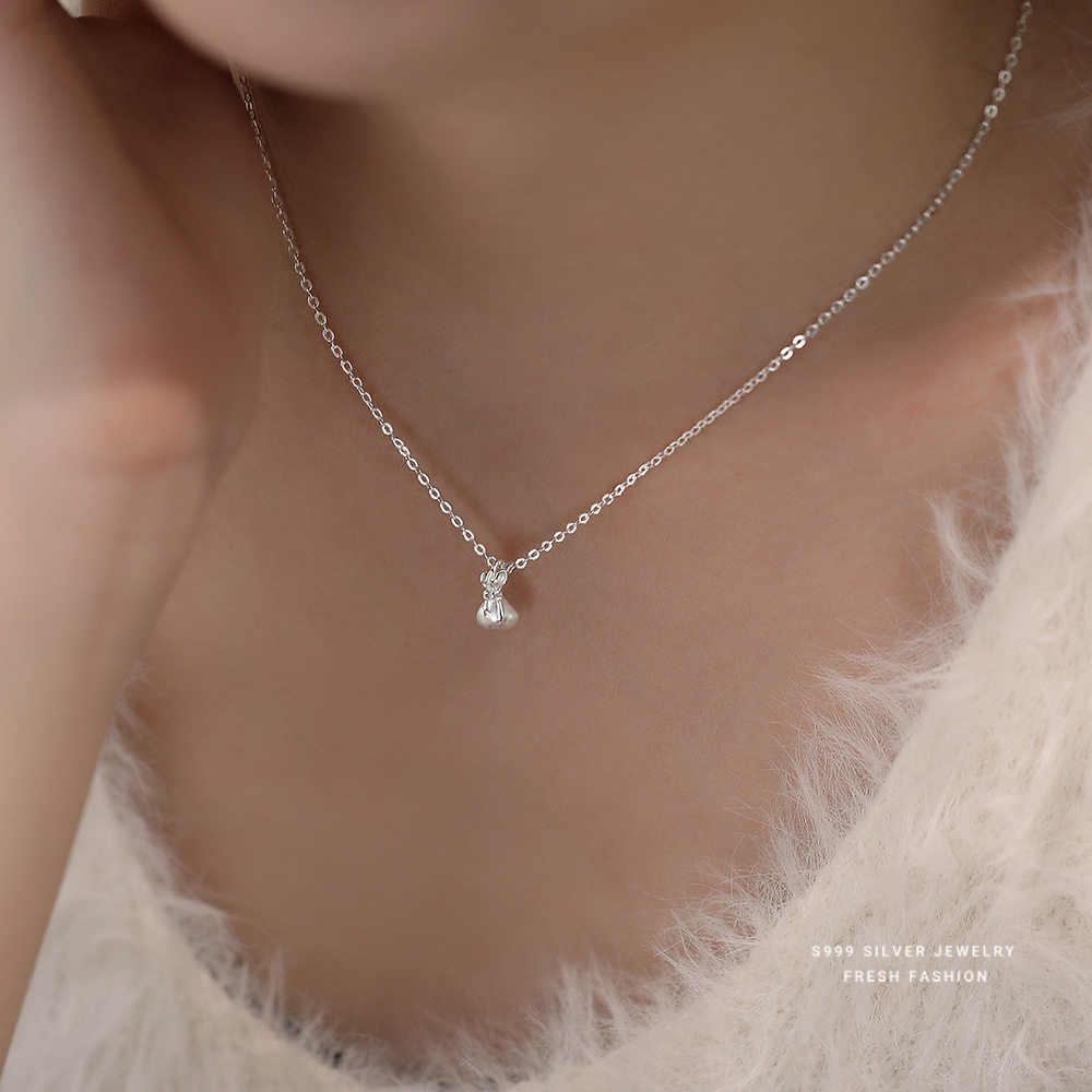 s999纯银转运小幅袋项链女国风拉